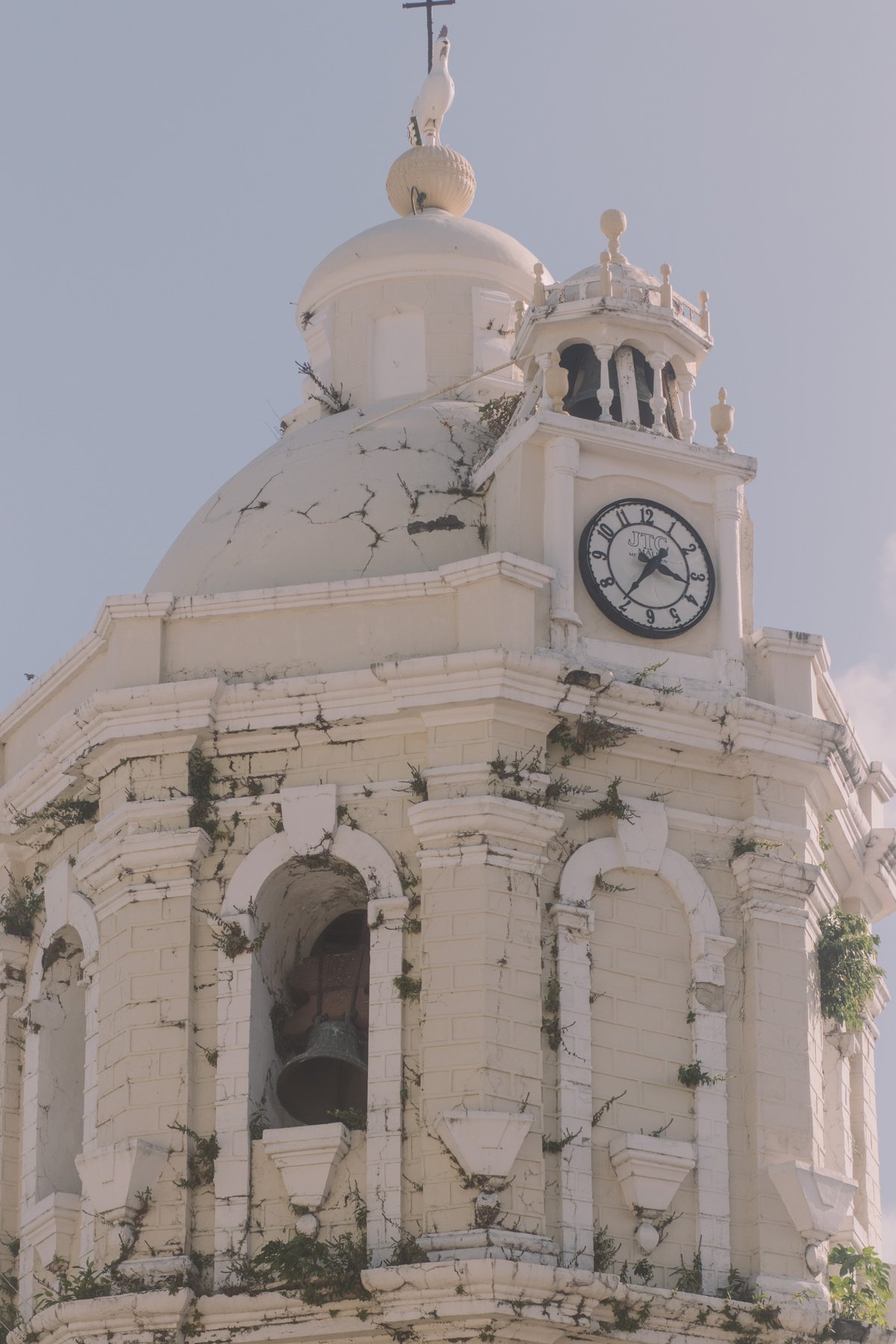 Exterior of a White Church Bell Tower